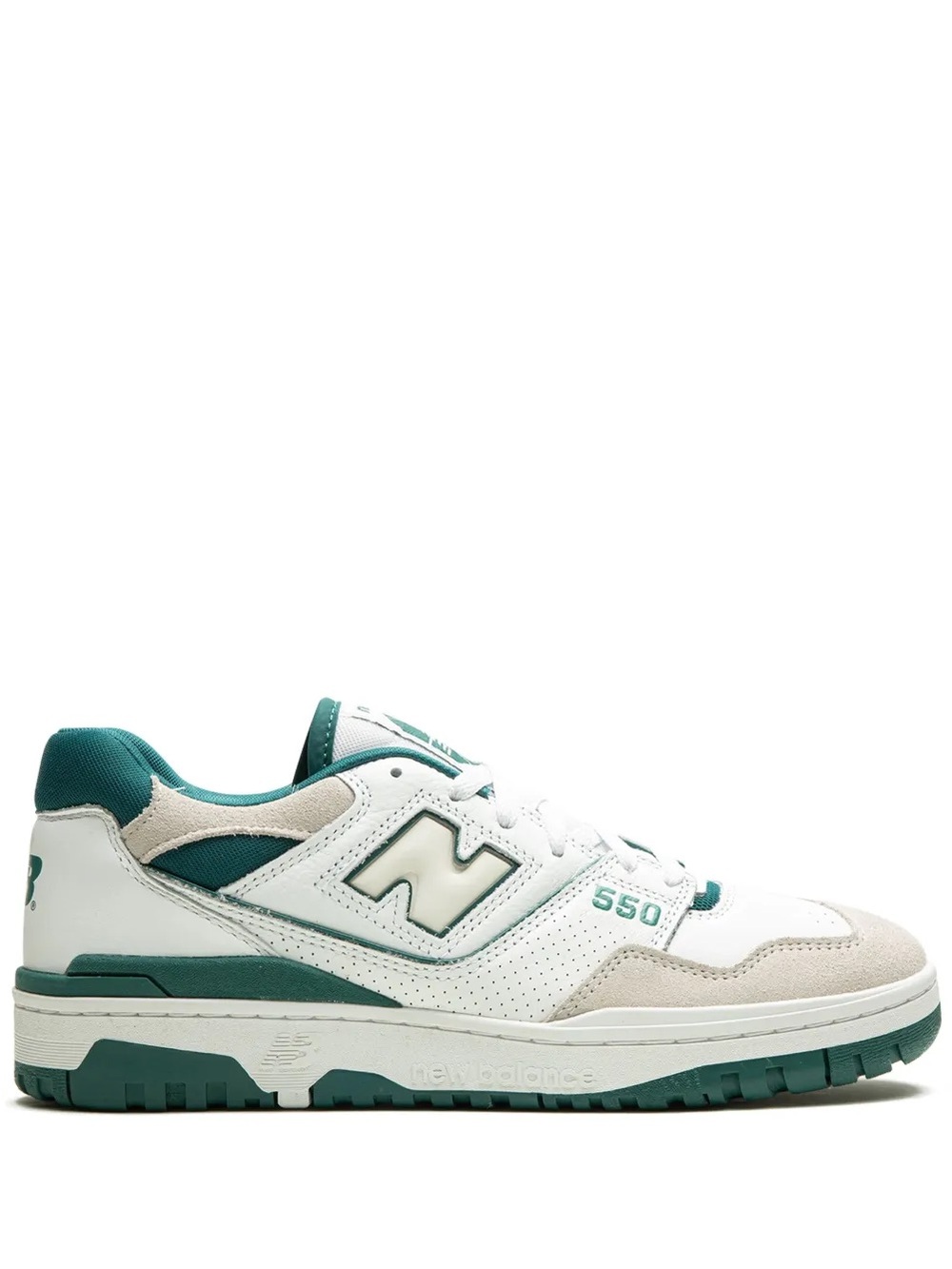 New Balance Kids 550 Sneakers in White and Green - Picture 5 of 5